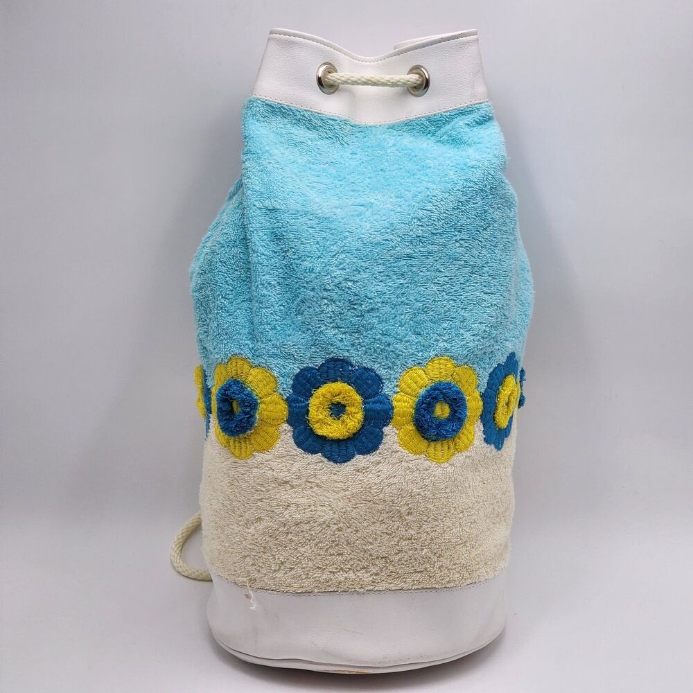 TOCCA Vintage RARE HTF Terrycloth Floral Beach Sack Backpack Bag